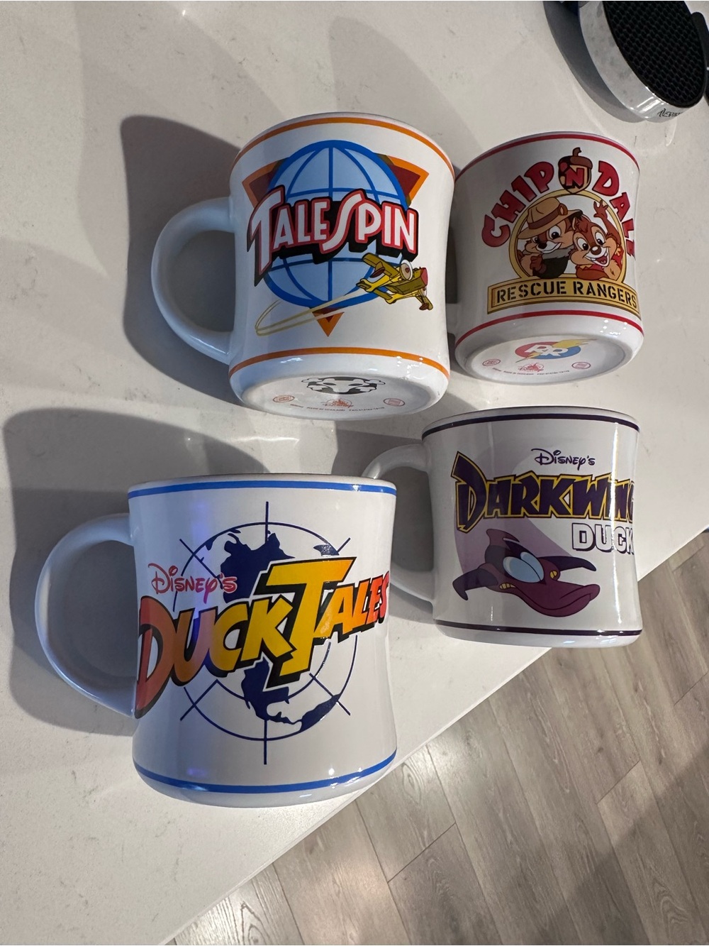 Disney Classic Cartoon Mug Set – White with Blue, Orange, Red, Purple Accents